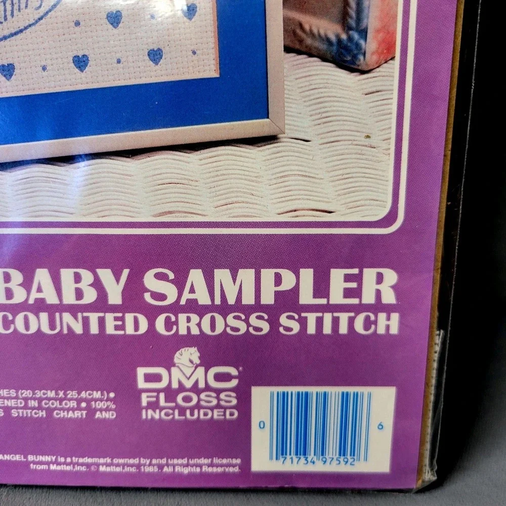Vogart Crafts Angel Bunny Baby Sampler Cross Stitch Kit 9759B 1985 Vintage